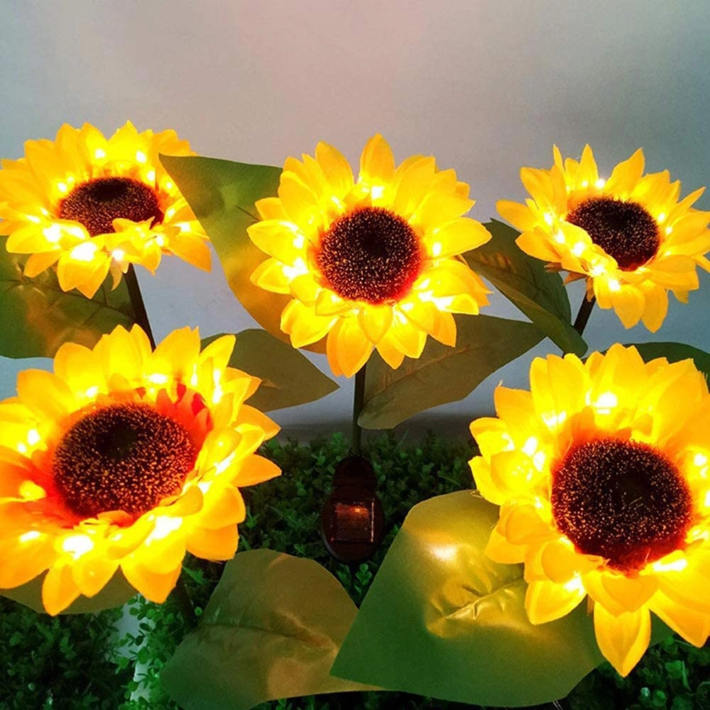 Solar Sunflowers Outside Garden Lawn Light IP65 Waterproof Solar Flowers Pathway Light for Patio Yard Wedding Holiday Decoration