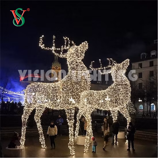 Наружное рождественское украшение 3D-освещение в виде оленя